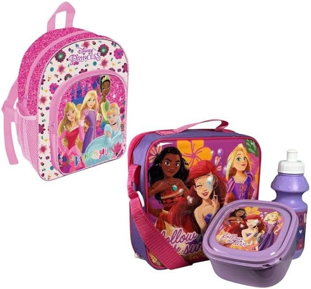 Kids Character Backpack Lunch Set – 4 Piece Matching School Set with Backpack, Lunch Box, Snack Container & Water Bottle – Great Back to School Gift for Boys & Girls (Deluxe Barbie)