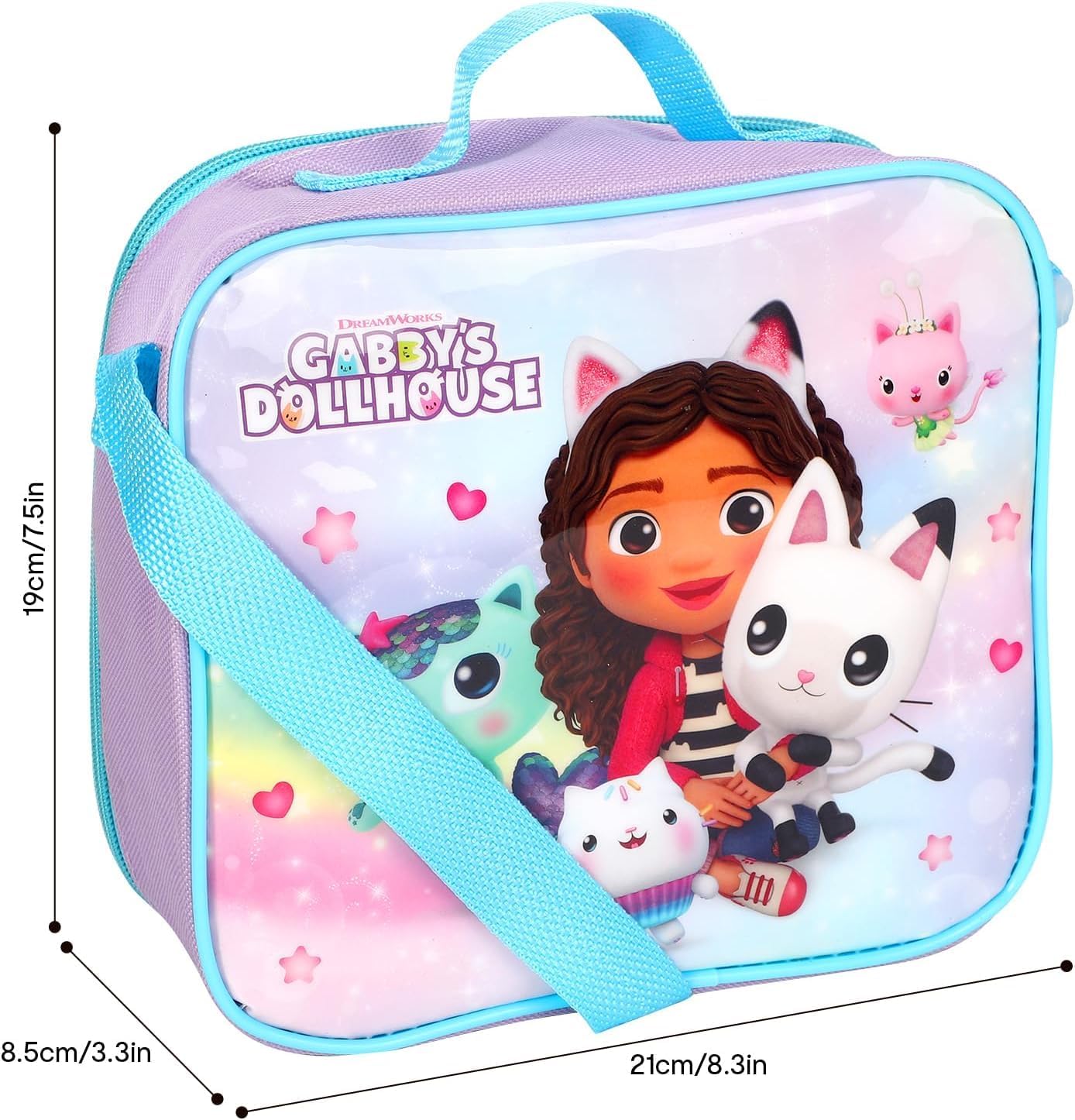 Quickdraw Gabbys Dollhouse Backpack & 3pc Lunch Bag Set Kids Girls Back to School Bag Sandwich Box Set