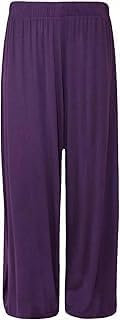 Women’s Wide Leg Palazzo Trousers – Soft Stretch Loose Fit Plus Size Casual Pants (Brown Leopard)