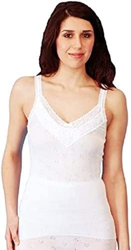 Ladies 100% Cotton Thermal Vest – Women’s Round Neck Sleeveless Underwear Top – Soft Breathable Base Layer (UK Made)