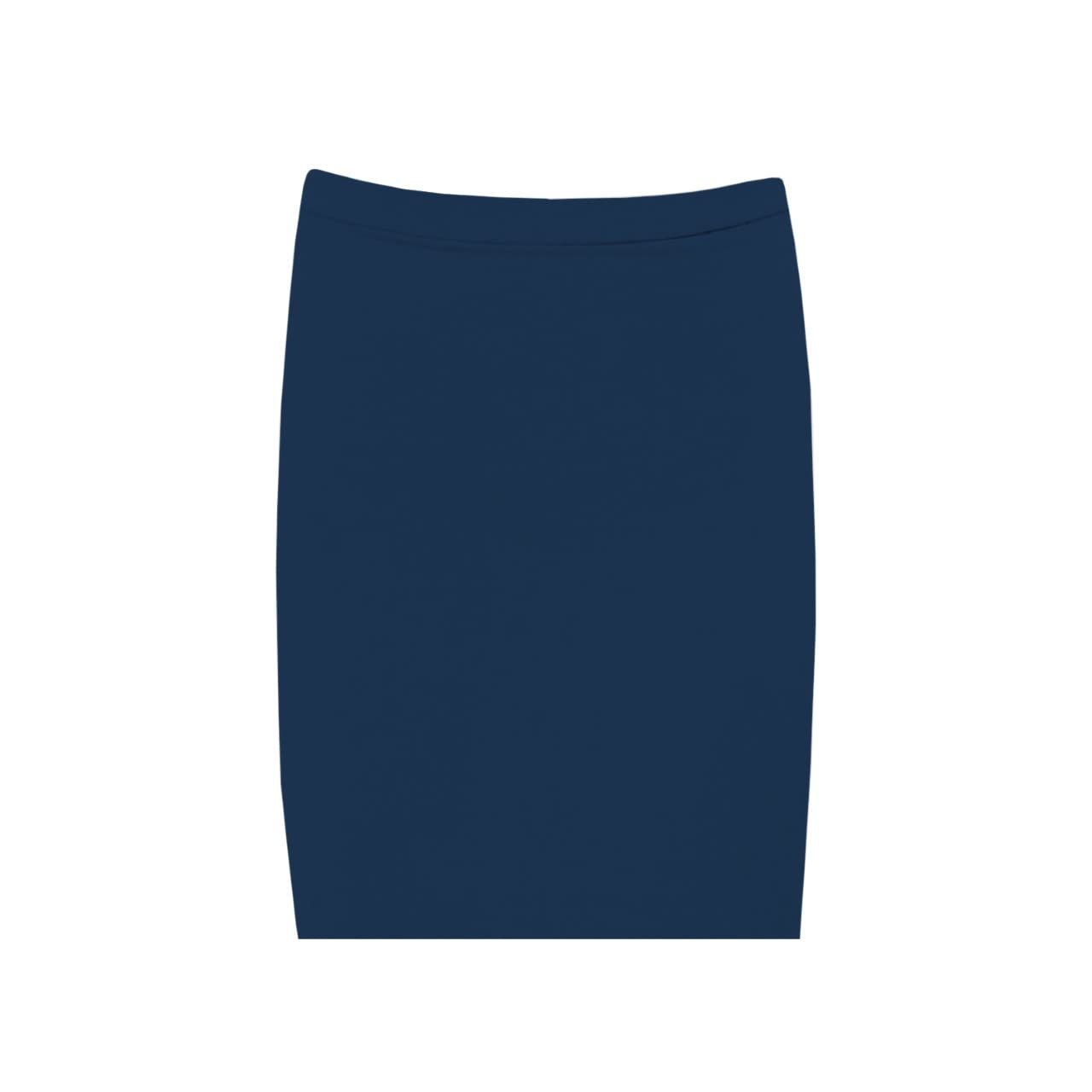 Ladies Plain Stretch Midi Pencil Skirt – High Waist Bodycon Office & Casual Stretch Skirt (Black)