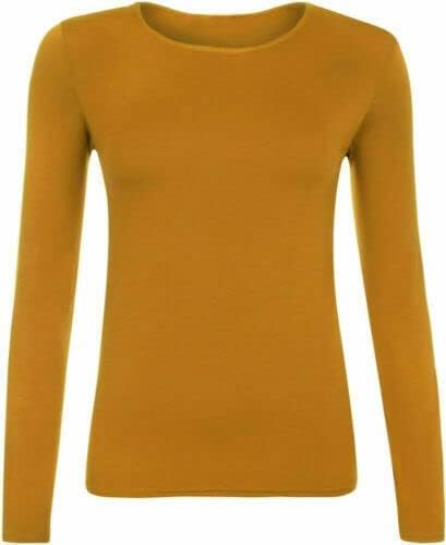 Women’s Long Sleeve T Shirt – Soft Stretch Scoop Neck Fitted Casual Top