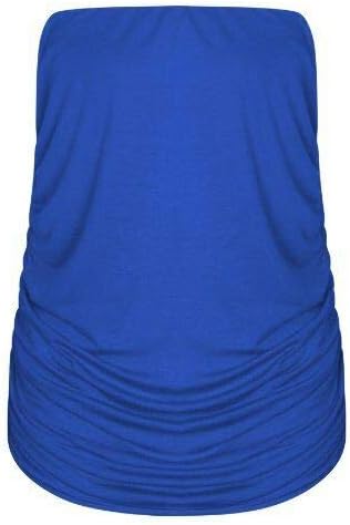 New Womens Ladies Vest Strapless Ruched Sleeveless Boob Tube Bandeau Top 8-26