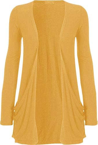 New Women Ladies Long Sleeve Boyfriend Cardigan with Pockets Plus Sizes 6-24