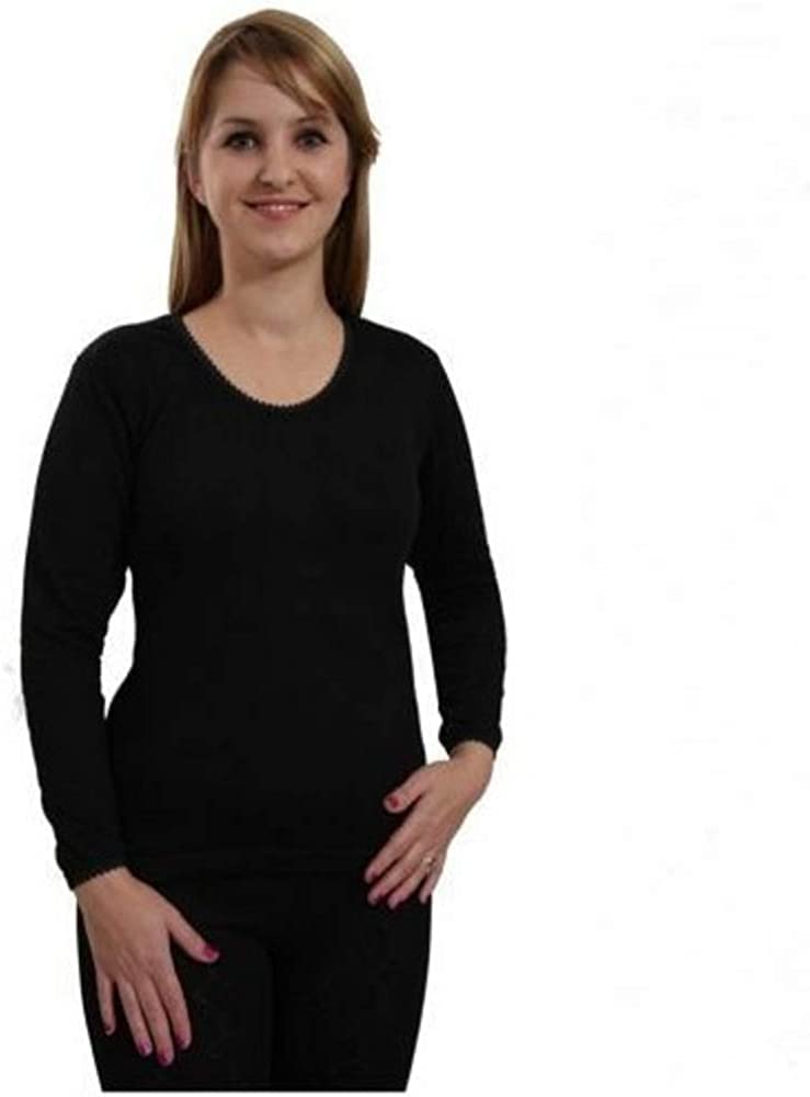 Women’s Thermal Vest Top – Long Sleeve Fleece Lined Base Layer Winter Warm Stretch Top (Round Neck / V Neck)