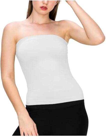 Top Linen Women Bandeau Strapless Boob Tube Top - Sexy Stretchy Off Shoulder Layering Wrapped Breast Bra Crop Tube Vest - Made in UK