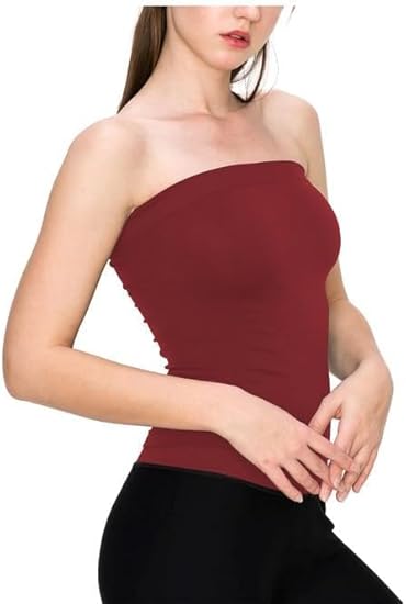 Top Linen Women Bandeau Strapless Boob Tube Top - Sexy Stretchy Off Shoulder Layering Wrapped Breast Bra Crop Tube Vest - Made in UK