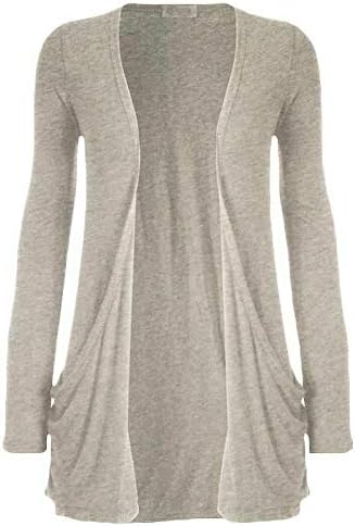 New Women Ladies Long Sleeve Boyfriend Cardigan with Pockets Plus Sizes 6-24