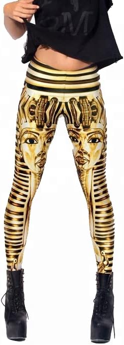 Women’s 3D Graphic Printed Stretch Leggings – High Waist Yoga, Gym & Casual Funky Trousers (Akhnaton Pharaoh Print)