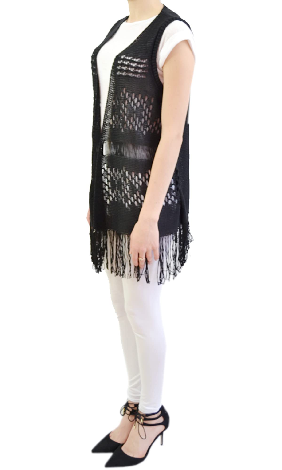 Women’s Knitted Waistcoat Sleeveless Cardigan – Open Front Casual Knit Vest