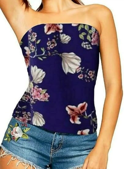 Top Linen Women Bandeau Strapless Boob Tube Top - Sexy Stretchy Off Shoulder Layering Wrapped Breast Bra Crop Tube Vest - Made in UK