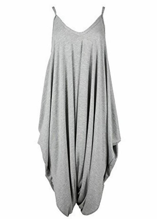 Women’s Long Sleeveless Jumpsuit – Casual V-Neck All-in-One Lagenlook Playsuit Romper