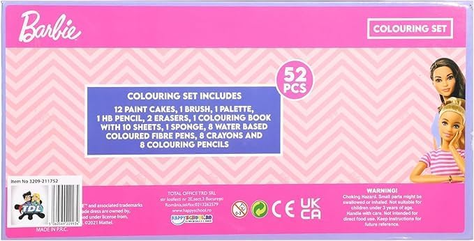 Kids Characters 52 Piece Colouring Art Case Set – Watercolour Pencils, Crayons & Drawing Stationery Kit for Kids – Creative Art Gift Set (Barb Theme)