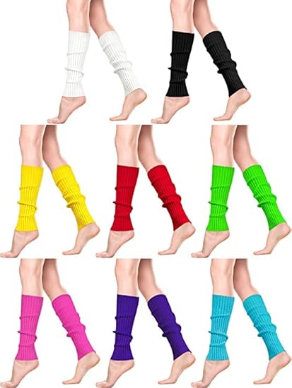 Dance Plain Ribbed Leg Warmers – 80s Ballet Style Acrylic Stretch Warmers for Dance, Sports & Costume Parties