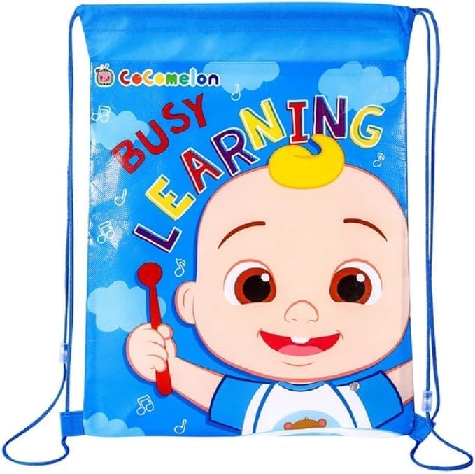 CoComelon Large Drawstring Gym Bag Shoe Bag 16" X 13" (40cm x 33cm)