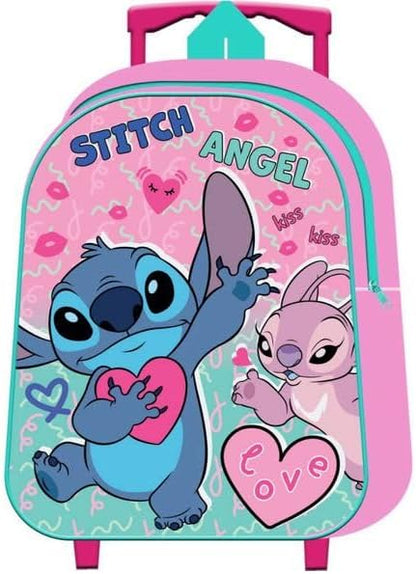 Top Linen Kids Travel Trolley Backpack - Children Favourite Characters Foldable Carry-on Luggage Carrier Bag - Standard STITCH Trolley Bag