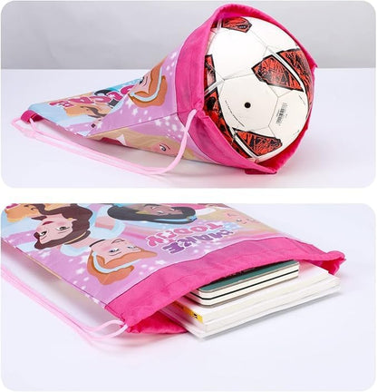 Princess Magical Pull String Bag Children P.E Gym Shoe Swimming Kit Drawstring Bag For Kids