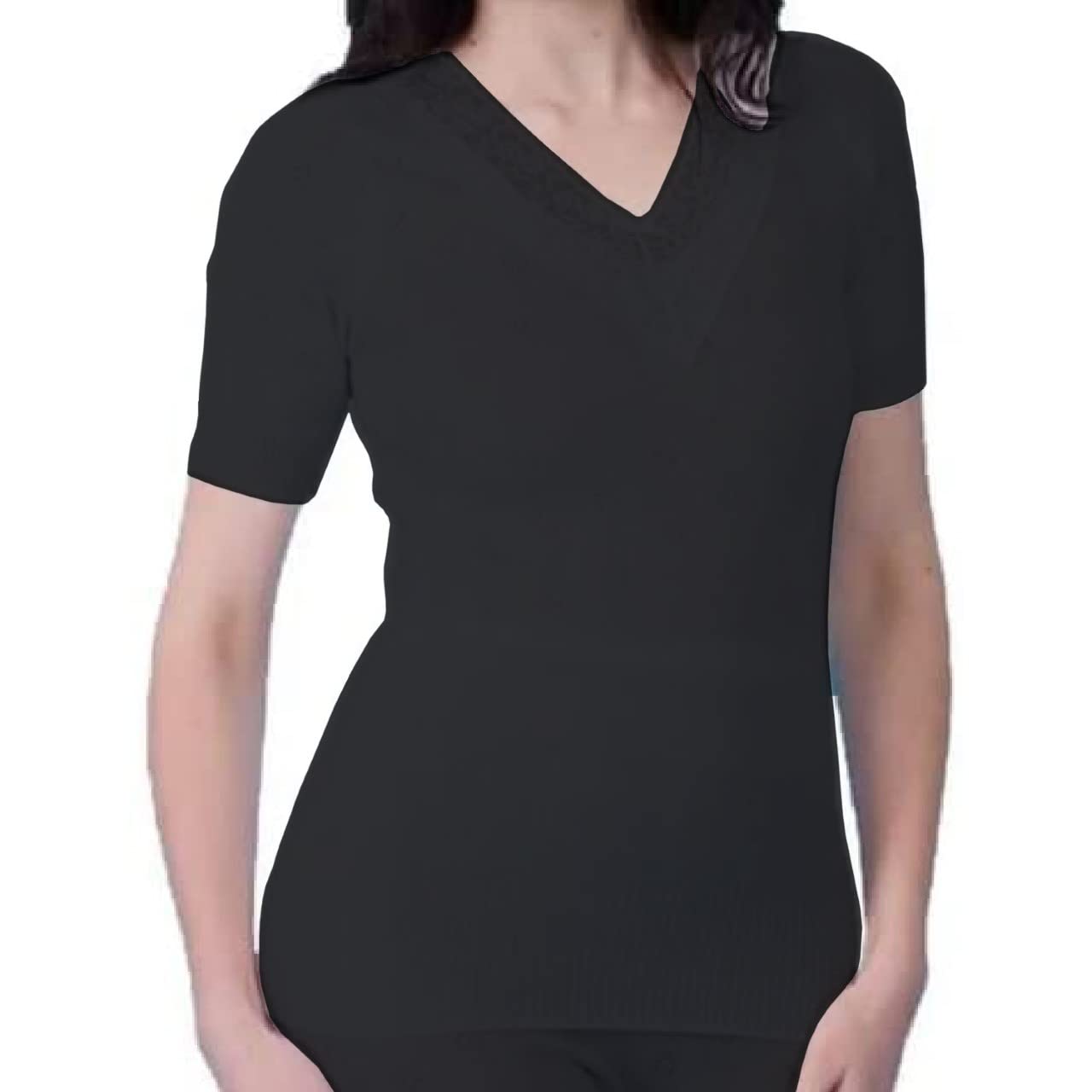 Women’s Thermal Vest Top – Long Sleeve Fleece Lined Base Layer Winter Warm Stretch Top (Round Neck / V Neck)