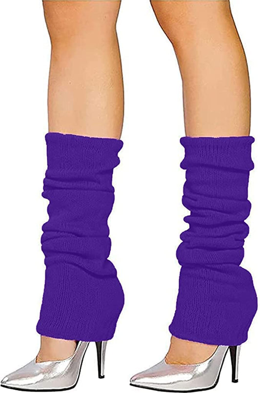Dance Plain Ribbed Leg Warmers – 80s Ballet Style Acrylic Stretch Warmers for Dance, Sports & Costume Parties