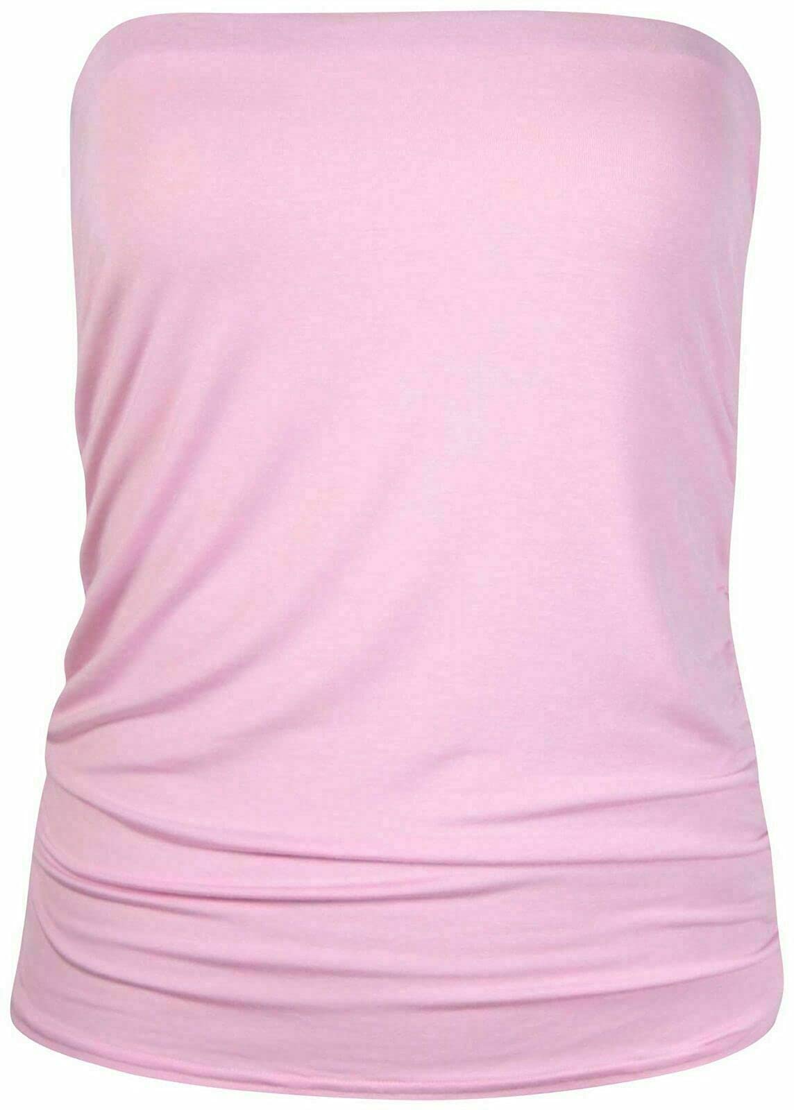 New Womens Ladies Vest Strapless Ruched Sleeveless Boob Tube Bandeau Top 8-26