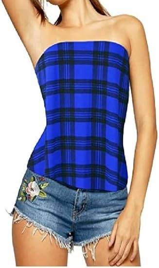 Top Linen Women Bandeau Strapless Boob Tube Top - Sexy Stretchy Off Shoulder Layering Wrapped Breast Bra Crop Tube Vest - Made in UK