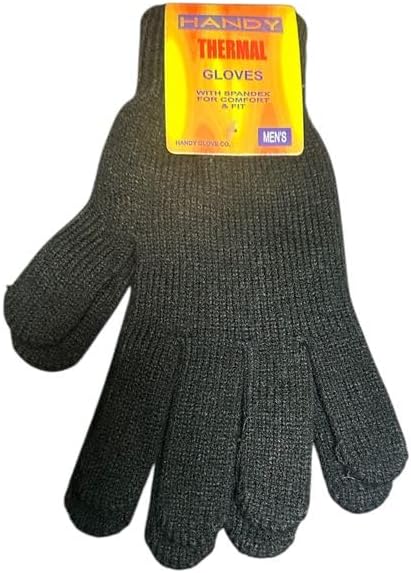 Men’s Thermal Knitted Winter Gloves – Full Finger Acrylic Spandex Gloves – Warm Stretch One Size (Black)