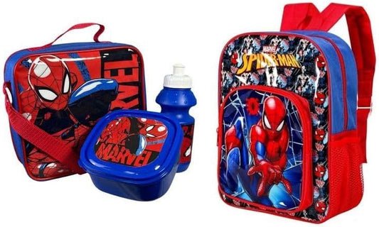SM 4-Piece Kids School Set – Backpack + 3-Piece Lunch Kit | Hero-Themed Design for Boys & Girls | Durable, Lightweight & Perfect for School, Travel & Gifts