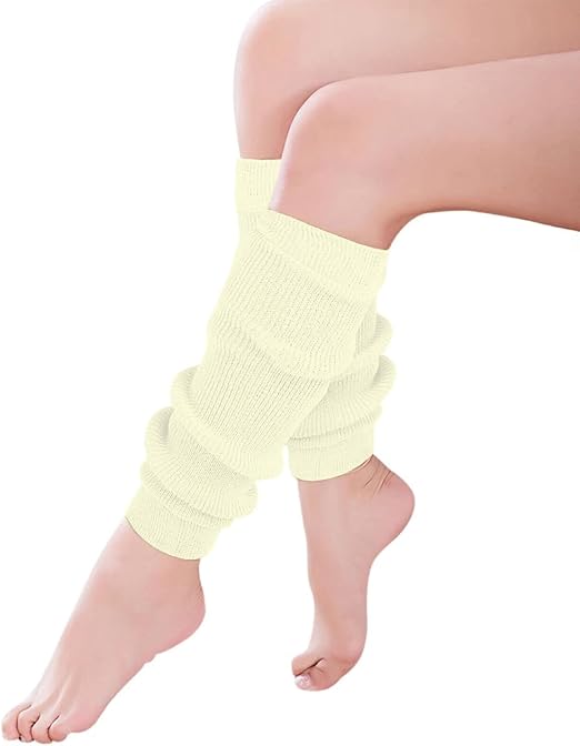 Dance Plain Ribbed Leg Warmers – 80s Ballet Style Acrylic Stretch Warmers for Dance, Sports & Costume Parties