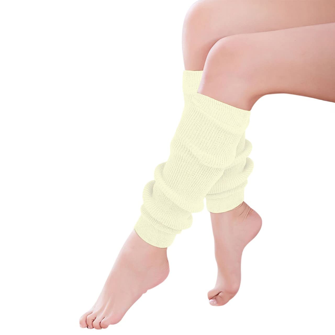 Dance Plain Ribbed Leg Warmers – 80s Ballet Style Acrylic Stretch Warmers for Dance, Sports & Costume Parties