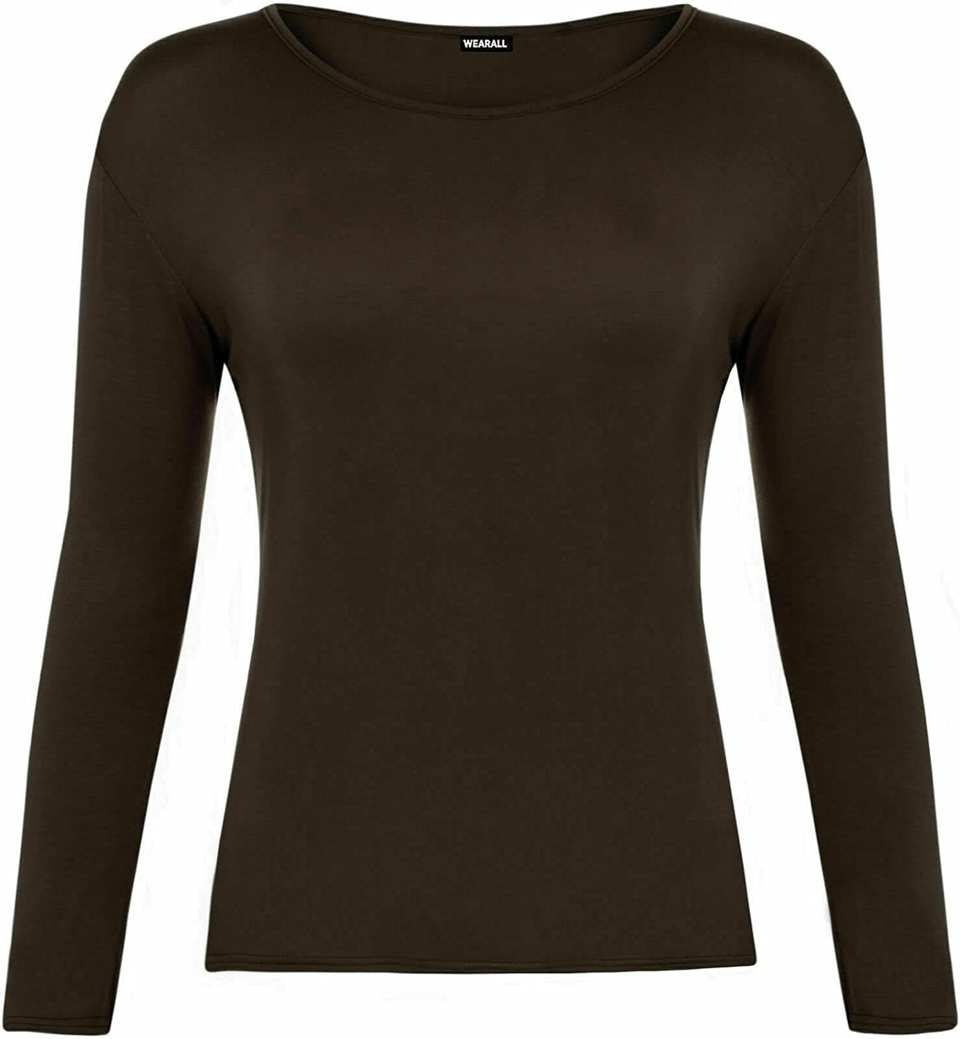 Women’s Long Sleeve T Shirt – Soft Stretch Scoop Neck Fitted Casual Top
