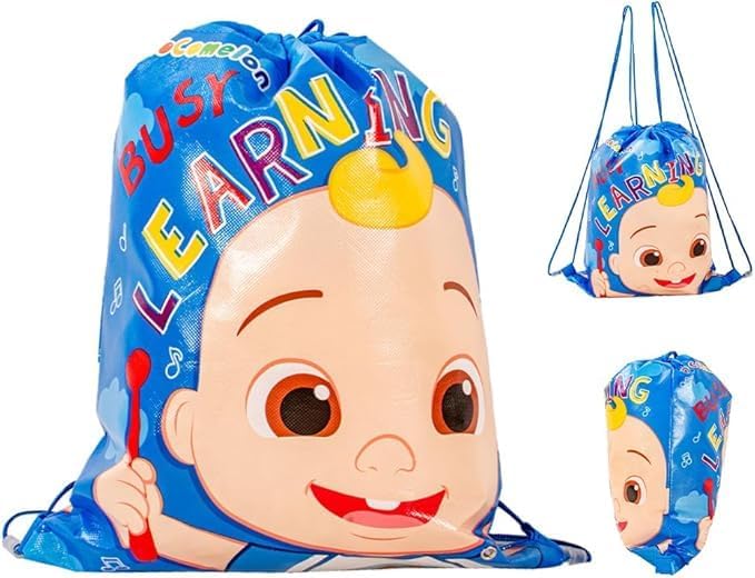 CoComelon Large Drawstring Gym Bag Shoe Bag 16" X 13" (40cm x 33cm)