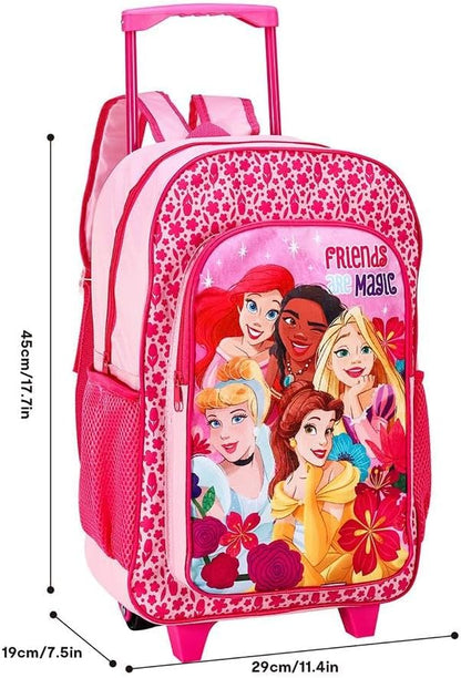 Peppa Pig Disney Princess Premium Trolley Bags for Kids, Boys & Girls - Travel Backpack with Wheels, Large Compartment & Extendable Handle - Carry-On Luggage Suitcase for Children - for Age 3+