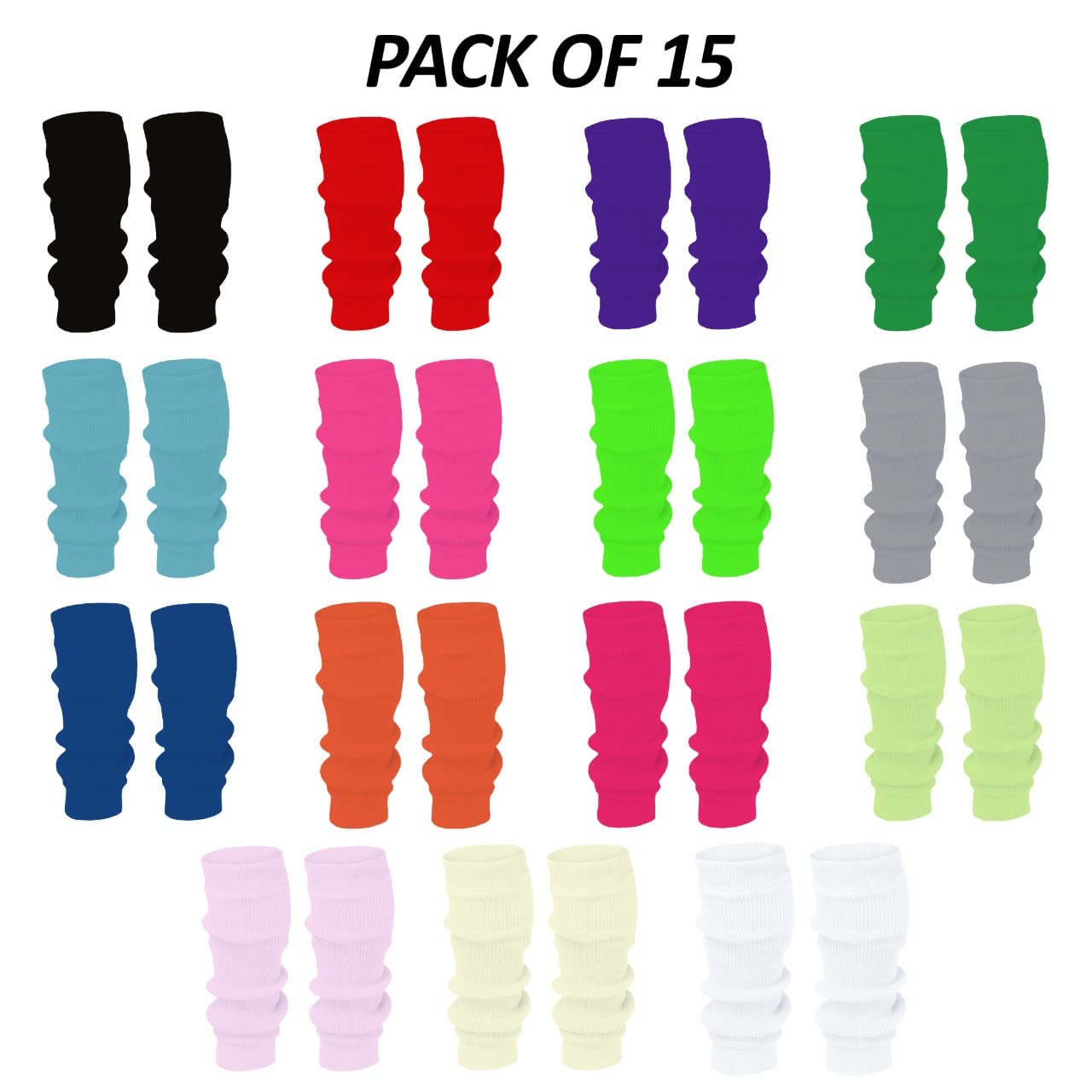 Dance Plain Ribbed Leg Warmers – 80s Ballet Style Acrylic Stretch Warmers for Dance, Sports & Costume Parties