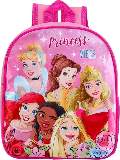 Girls Disney Princess Vibes Backpack Kids Premium Rucksack Girls Character Back To School Carry Bag With Adjustable Shoulder Straps Pink