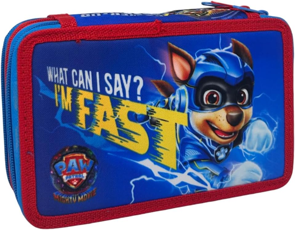 Paw Patrol Filled Pencil Case – 45 Piece Stationery Set for Kids – Includes Colouring Pencils, Felt Tip Pens, Ruler, Scissors & More – Chase ‘I’m Fast’ Design – School & Home Supplies 3 Tier Set