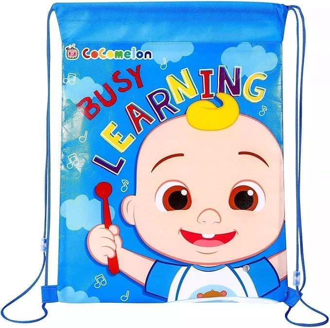 CoComelon Large Drawstring Gym Bag Shoe Bag 16" X 13" (40cm x 33cm)