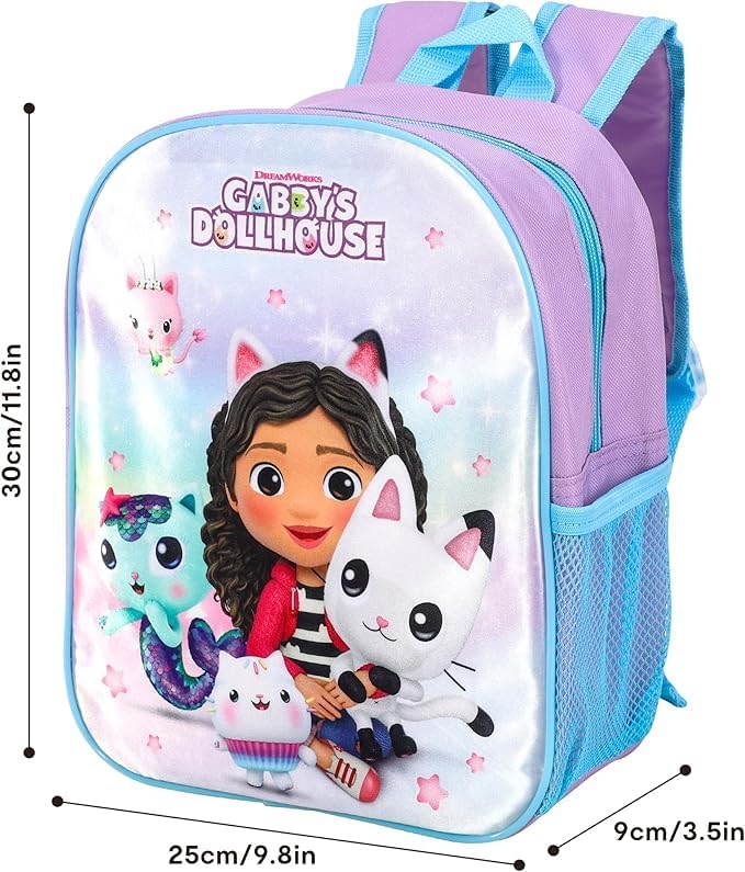Quickdraw Gabbys Dollhouse Backpack & 3pc Lunch Bag Set Kids Girls Back to School Bag Sandwich Box Set