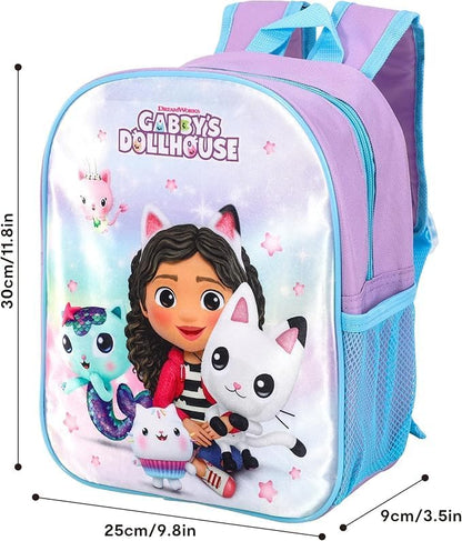 Quickdraw Gabbys Dollhouse Backpack & 3pc Lunch Bag Set Kids Girls Back to School Bag Sandwich Box Set
