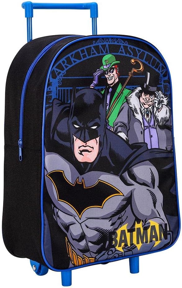 TDL Boys Kids Batman Standard Folding Trolley Hand Luggage Bag Backpack for School Travel Holidays