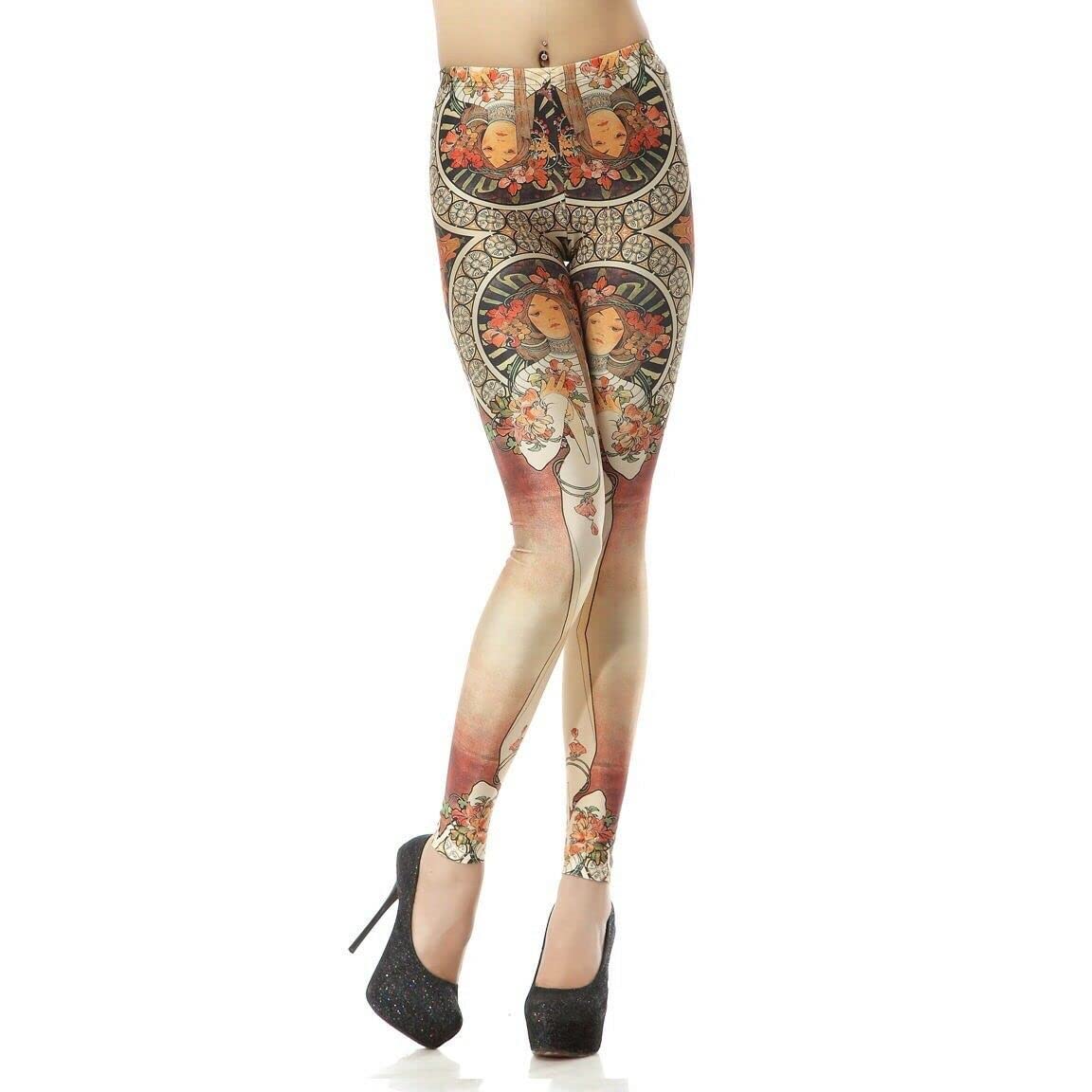 Women’s 3D Graphic Printed Stretch Leggings – High Waist Yoga, Gym & Casual Funky Trousers (Akhnaton Pharaoh Print)