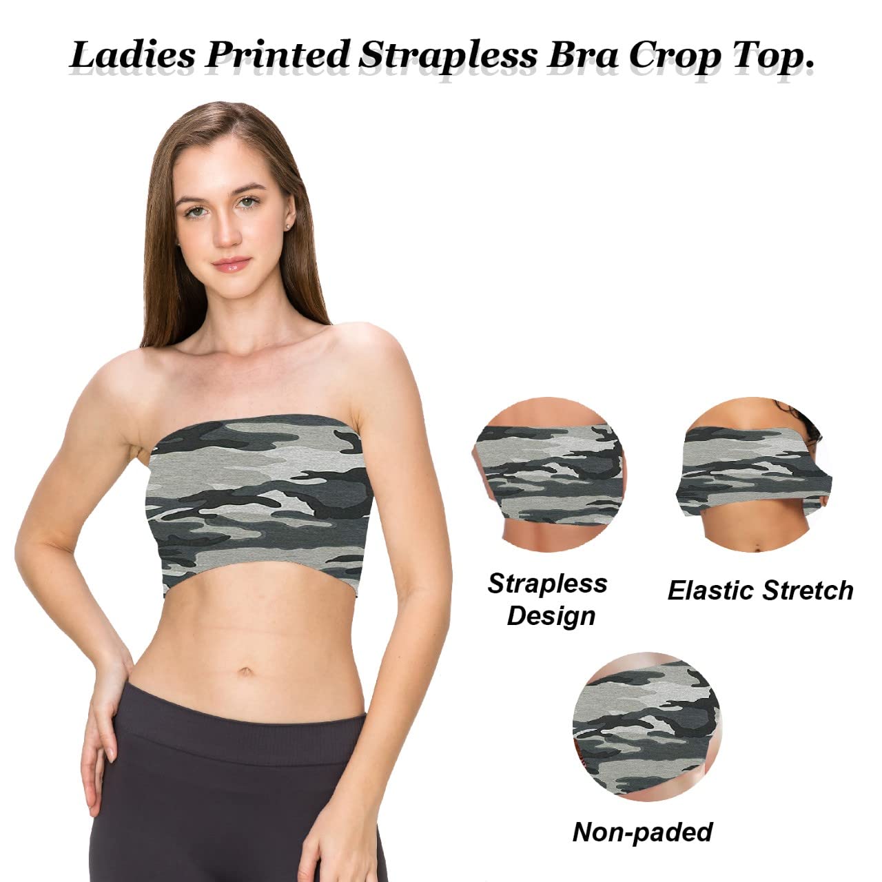 Women Bandeau Bra Crop - Comfortable Strapless Boob Tube for Girls, Women - Sexy Stretchy Wrapped Breast Bra