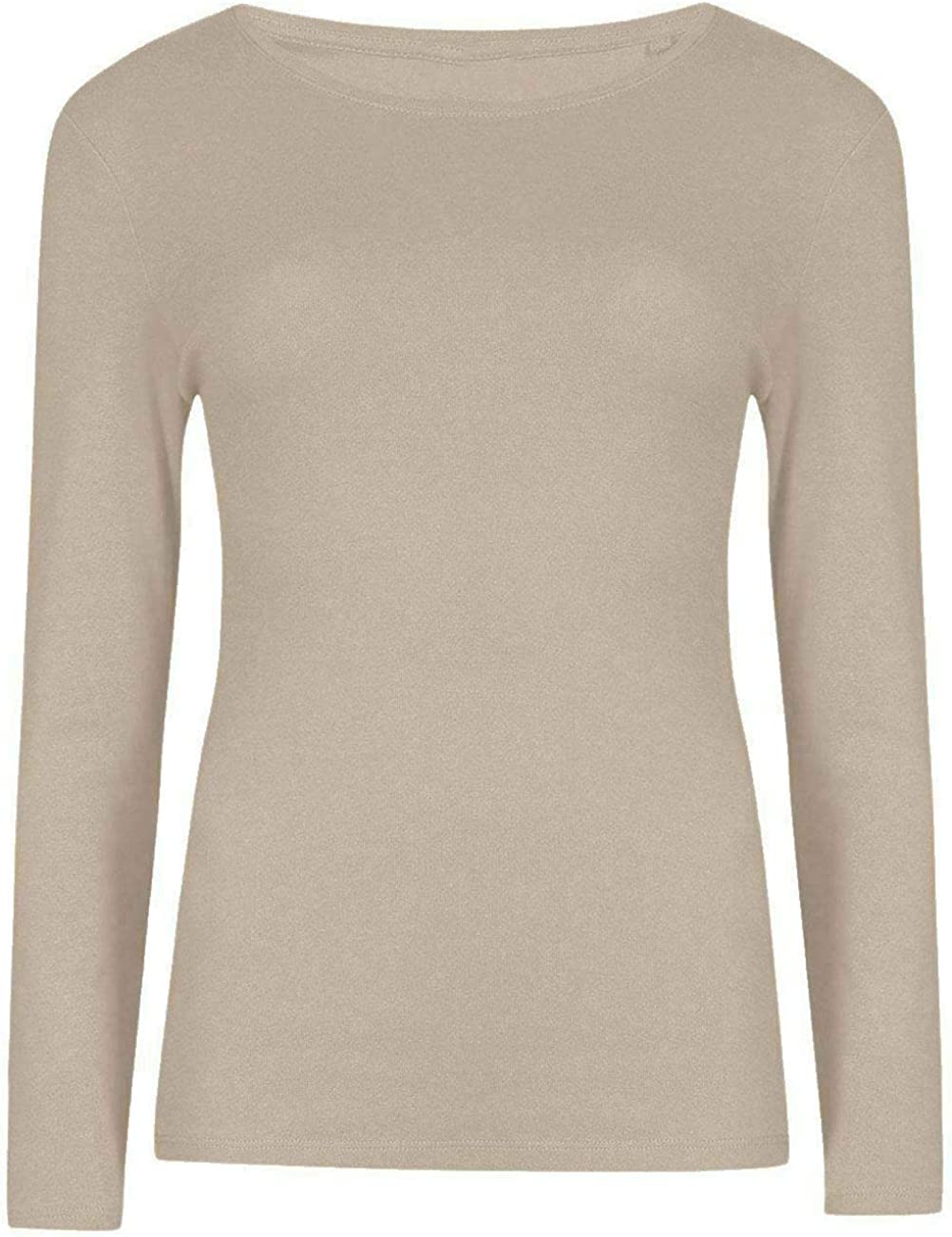 Women’s Long Sleeve T Shirt – Soft Stretch Scoop Neck Fitted Casual Top
