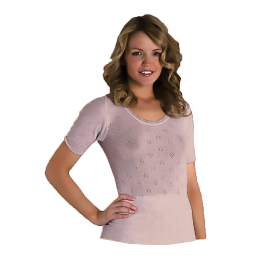 Thermal Short Sleeve Top Women Baby Pink -Women Thermal Vest Top - Made in UK