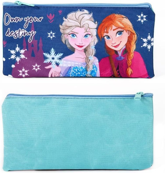 Disney Frozen Elsa & Anna Flat Pencil Case – Official Disney School Pencil Pouch for Girls – Lightweight Back to School Stationery Case