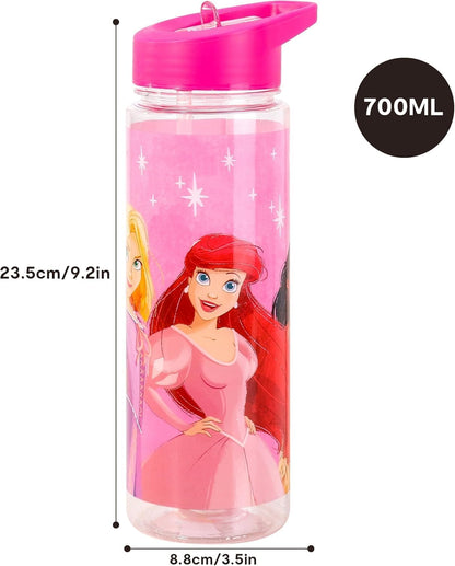 Diseny Princess Kids Water Bottles for Girls - 650ml D Princess Water Bottle Kids Princess Gifts Kids Water Bottle with Straw - Kids Leakproof Water Bottle Pink.
