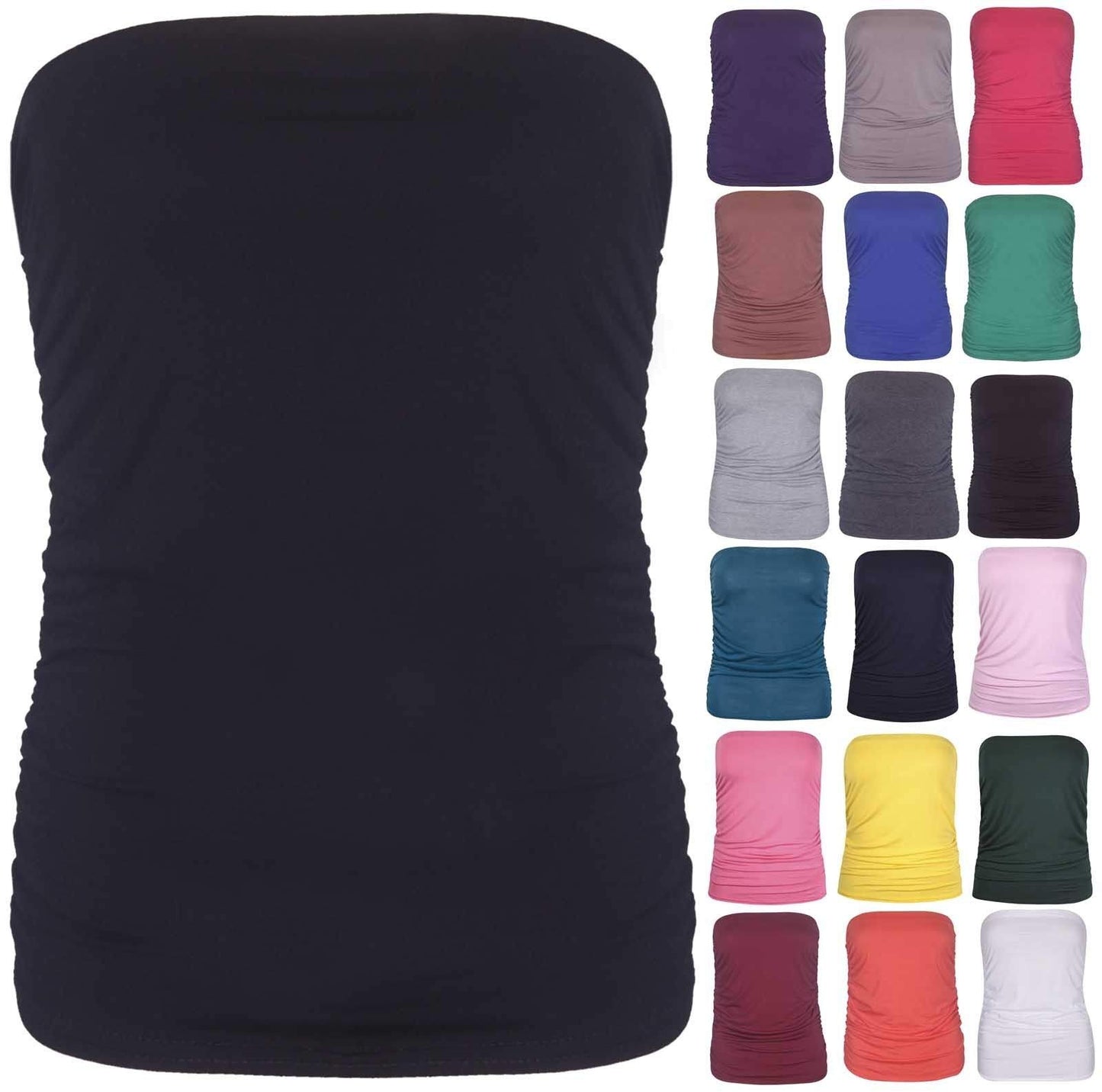 Top Linen Women Bandeau Strapless Boob Tube Top - Sexy Stretchy Off Shoulder Layering Wrapped Breast Bra Crop Tube Vest - Made in UK