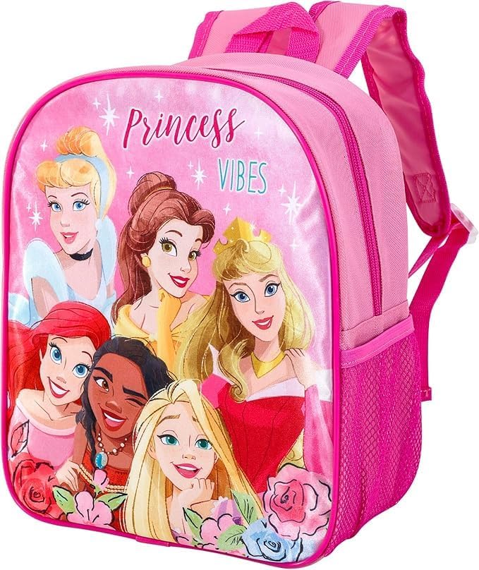 Girls Disney Princess Vibes Backpack Kids Premium Rucksack Girls Character Back To School Carry Bag With Adjustable Shoulder Straps Pink