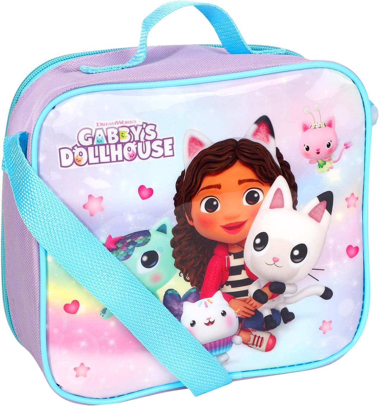 Gabbys Dollhouse Insulated 3 Piece Lunch Bag, Sandwich Box & Bottle Set for School & Travel 3pc Set