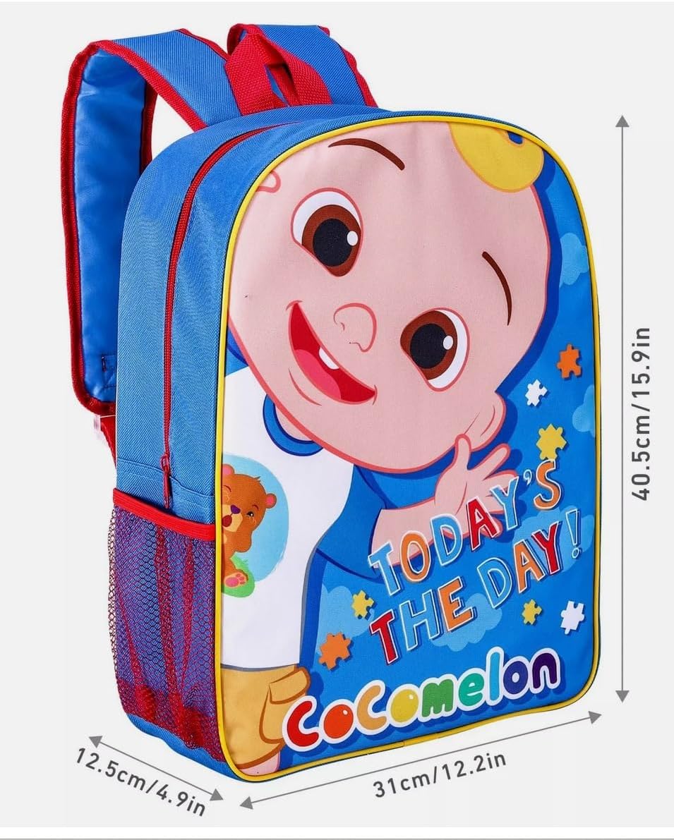 CoComelon Large Arch Backpack for Kids – TDL Cartoon School Bag with Padded Shoulder Straps – Lightweight Daypack (Multicolour)