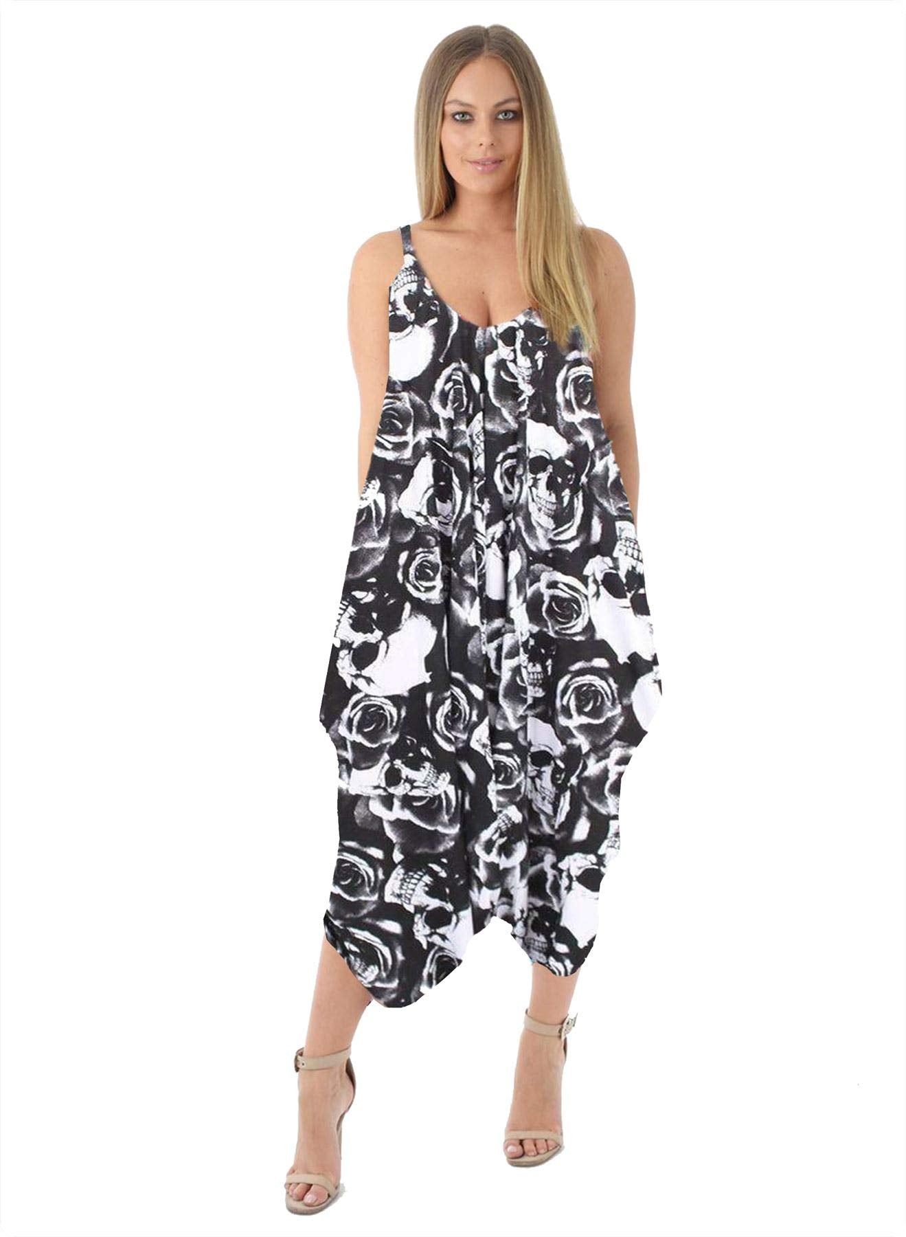Women’s Long Sleeveless Jumpsuit – Casual V-Neck All-in-One Lagenlook Playsuit Romper